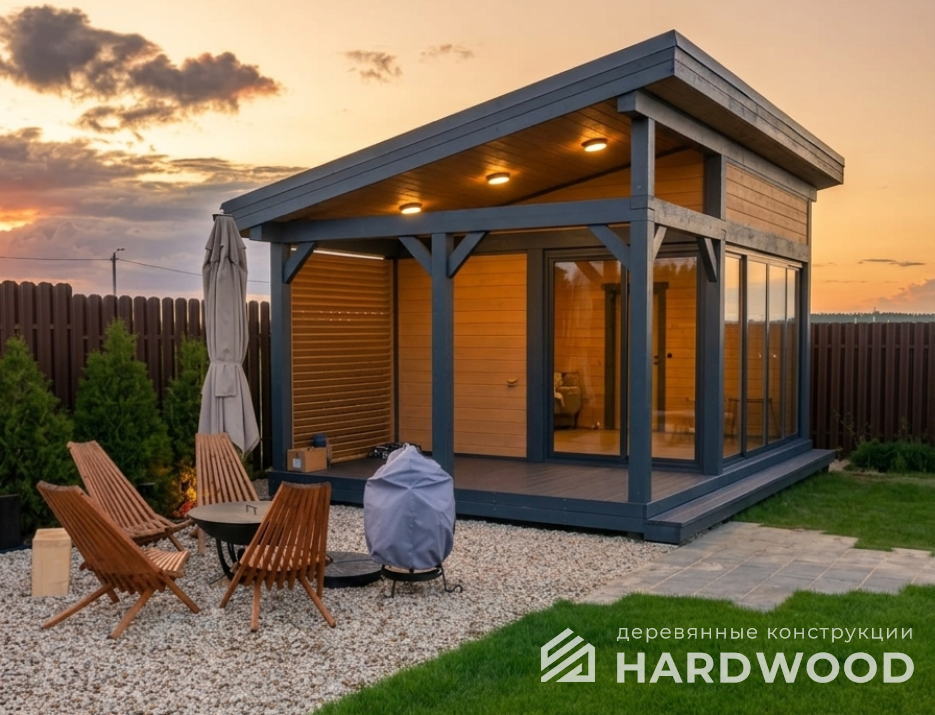 Серая беседка для дачи из дерева №101 - фото 2296