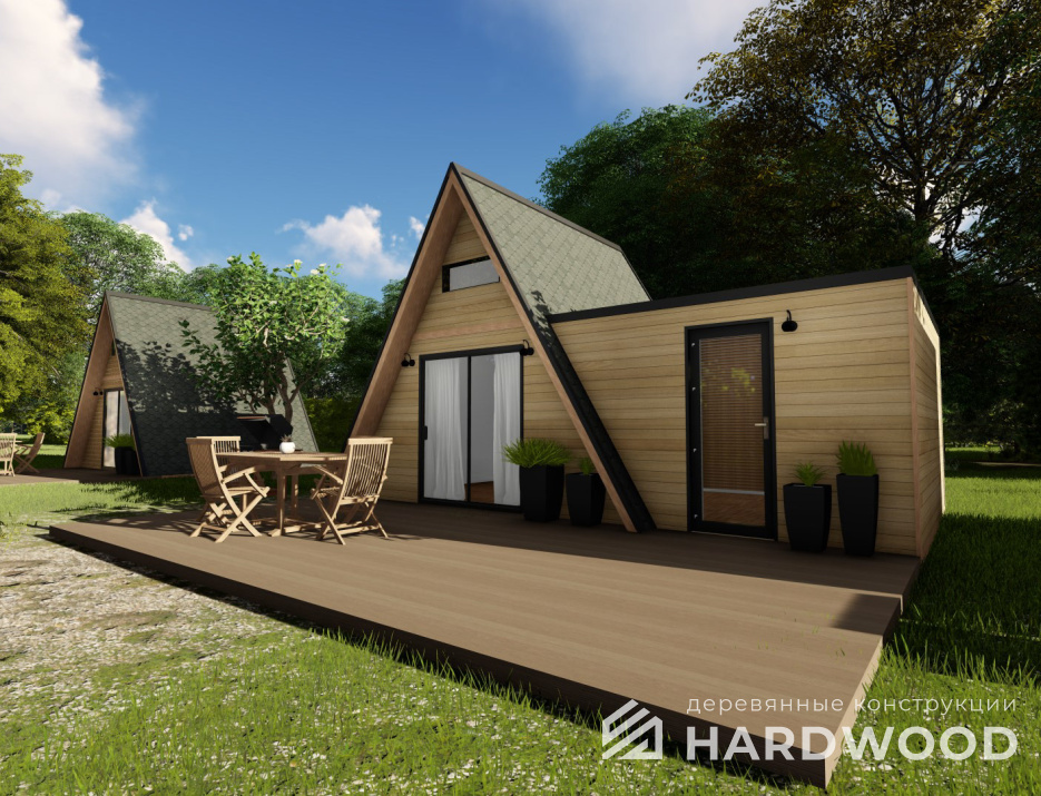 Беседка А - фрейм с террасой №58 - фото 1697