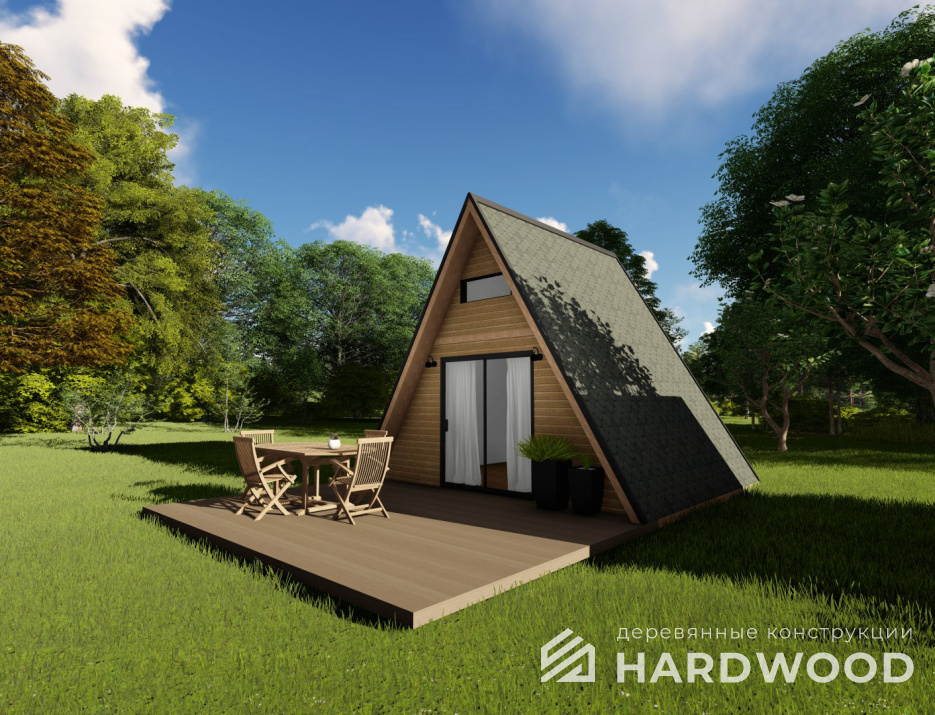 Беседка А - фрейм с террасой №58 - фото 1696