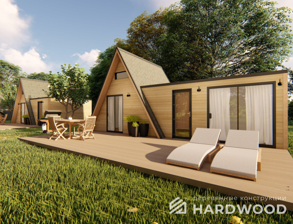 Беседка А - фрейм с террасой №58 - фото 1695