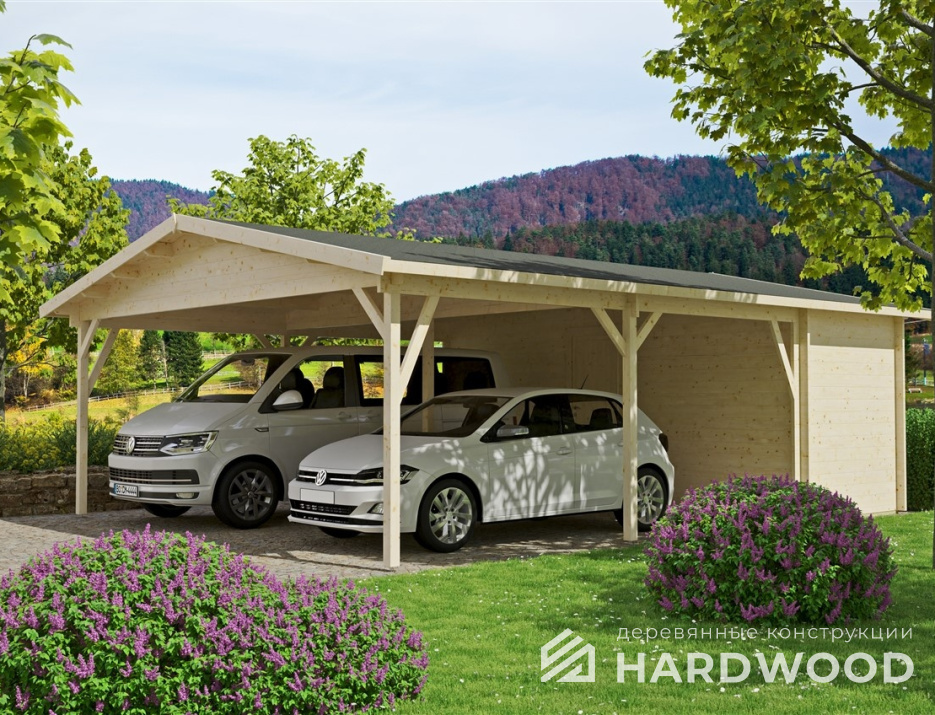 Навес из дерева для машин двухскатный №145 - фото 1122