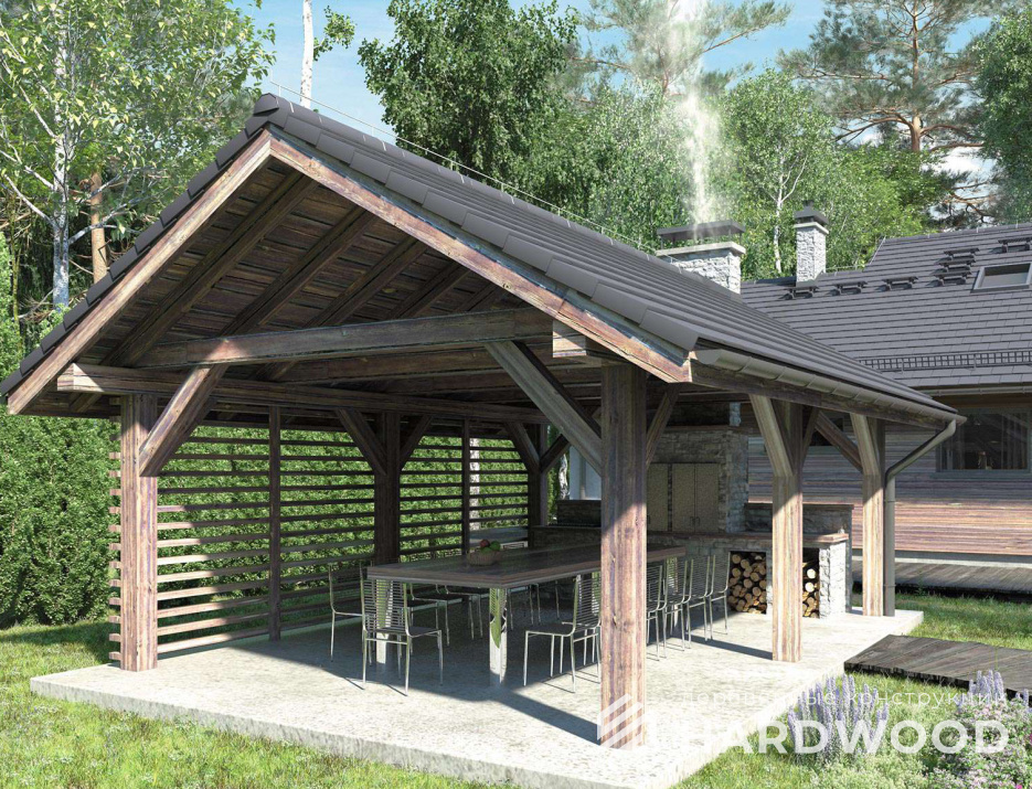 Навес из бруса для барбекю №88 - фото 1075