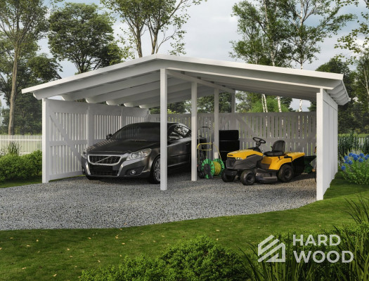 Деревянный навес для двух авто №117 - фото 948