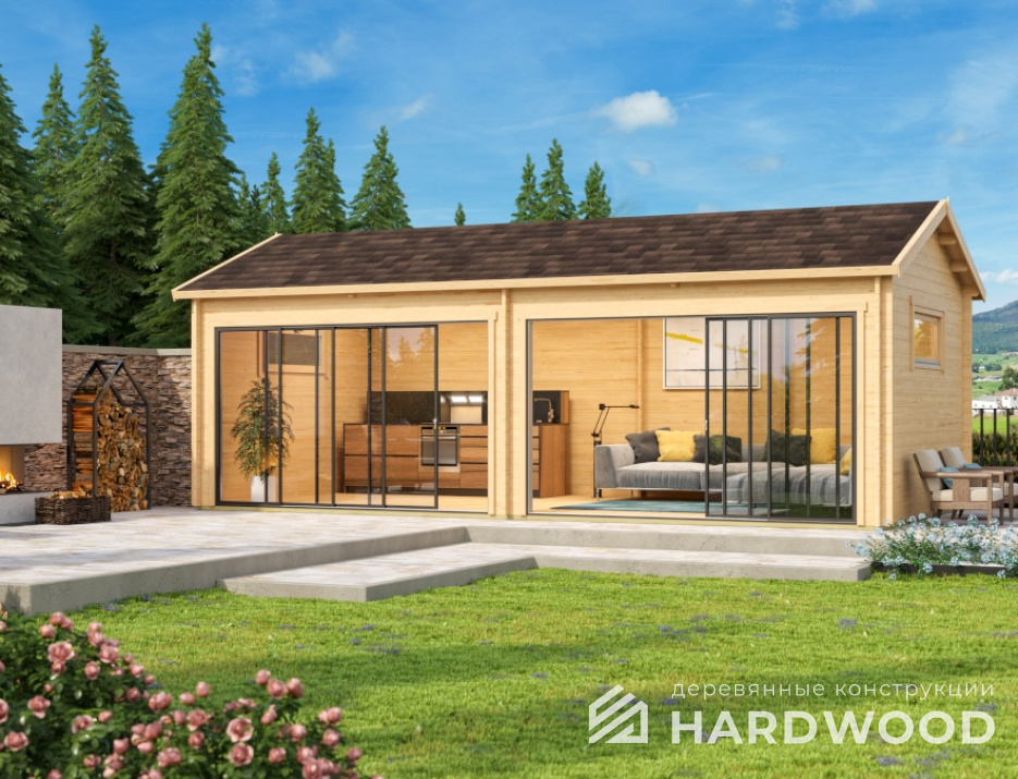 Каркасная беседка деревянная в стиле минимализм №50 - фото 1665