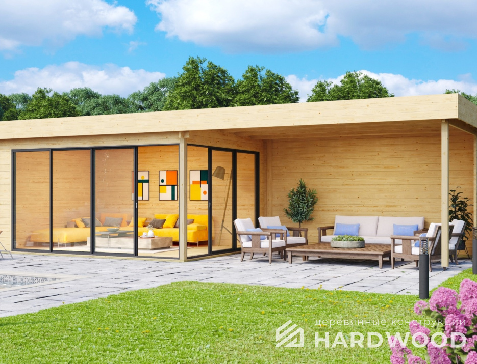 Каркасная беседка деревянная в стиле минимализм №50 - фото 1664