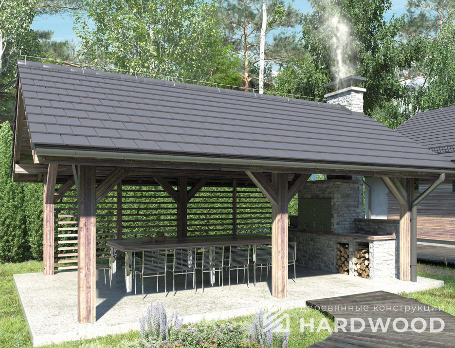 Навес из бруса для барбекю №88 - фото 1074