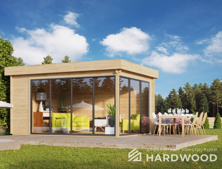 Каркасная беседка деревянная в стиле минимализм №50 - фото 1663
