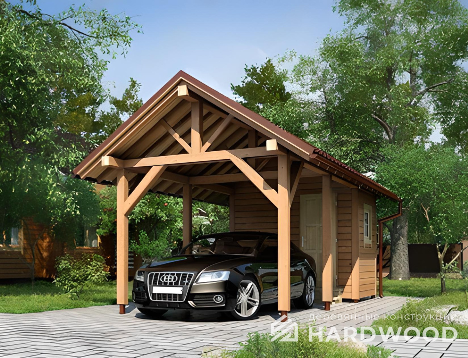 Навес для машины с хозблоком №23 - фото 1037