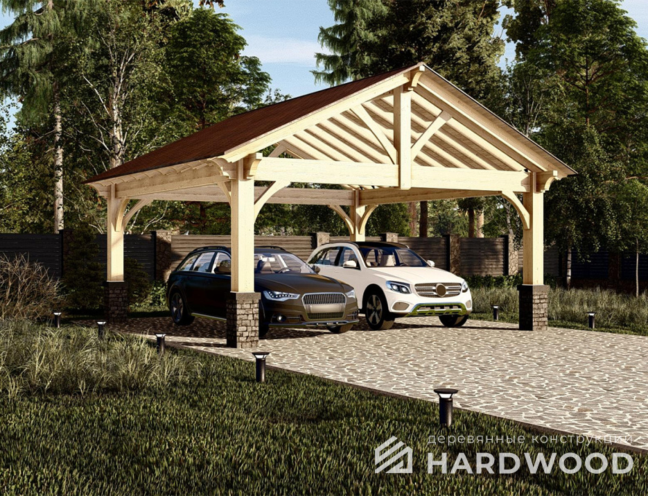 Навес деревянный двухскатный №148 - фото 1204